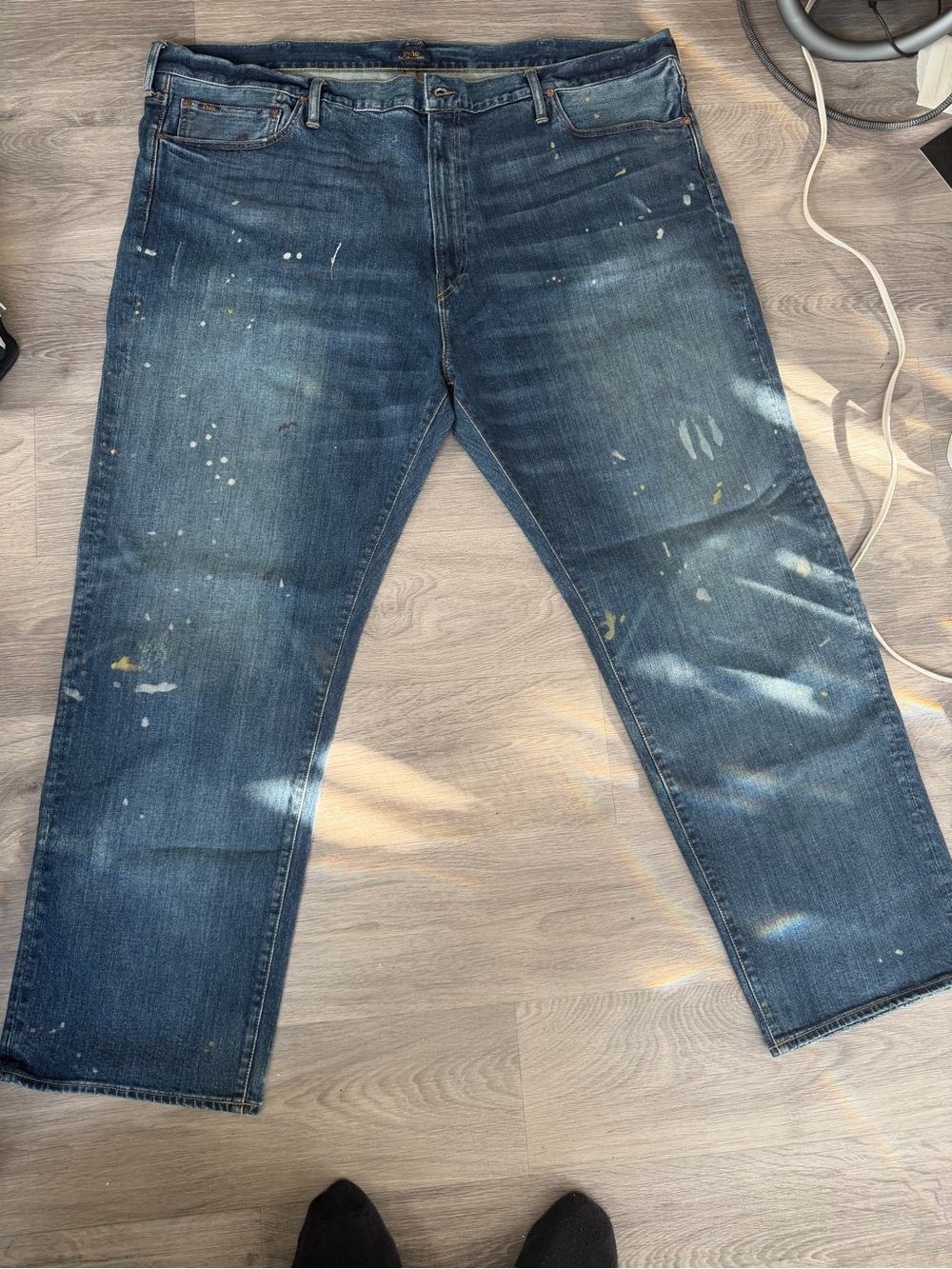 Polo by Ralph Lauren Dark Blue Straight Jeans with Paint Details